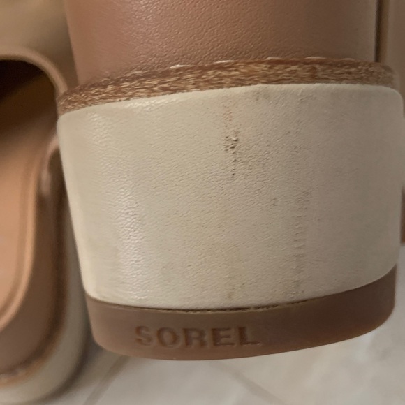 Sorel Joannie Tan Leather Platform Slide Sandals - Picture 4 of 9